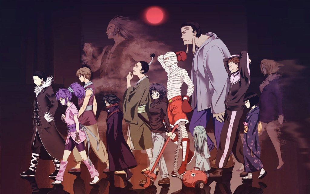 Phantom Troupe Hunter x Hunter wallpaper with Chrollo Lucilfer and red moon background