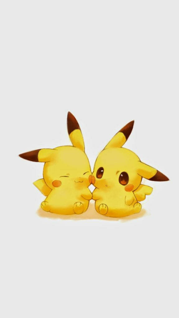 Pikachu Duo Embrace in an Adorable White Background Shot Wallpaper