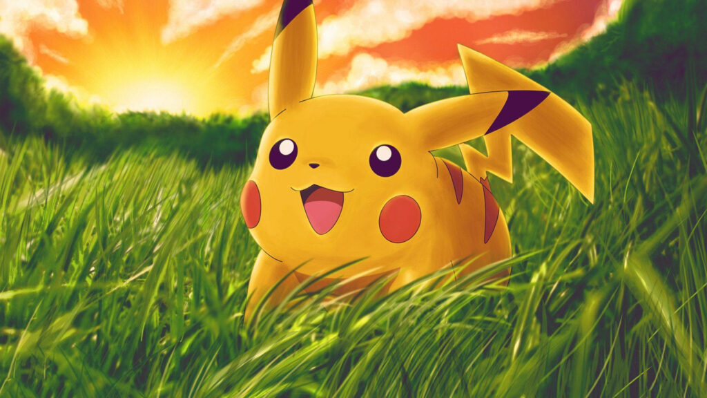 Pikachu's Animated Adventure: 3D Grassland Wallpaper from the Pokémon Movie 'I Choose You'