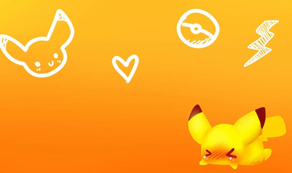 Pikachu's Emotional Outburst in a Vibrant Orange Setting Wallpaper
