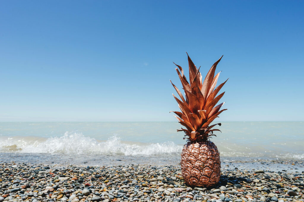 Pineapple Serenity amidst the Dynamic Seascape Wallpaper