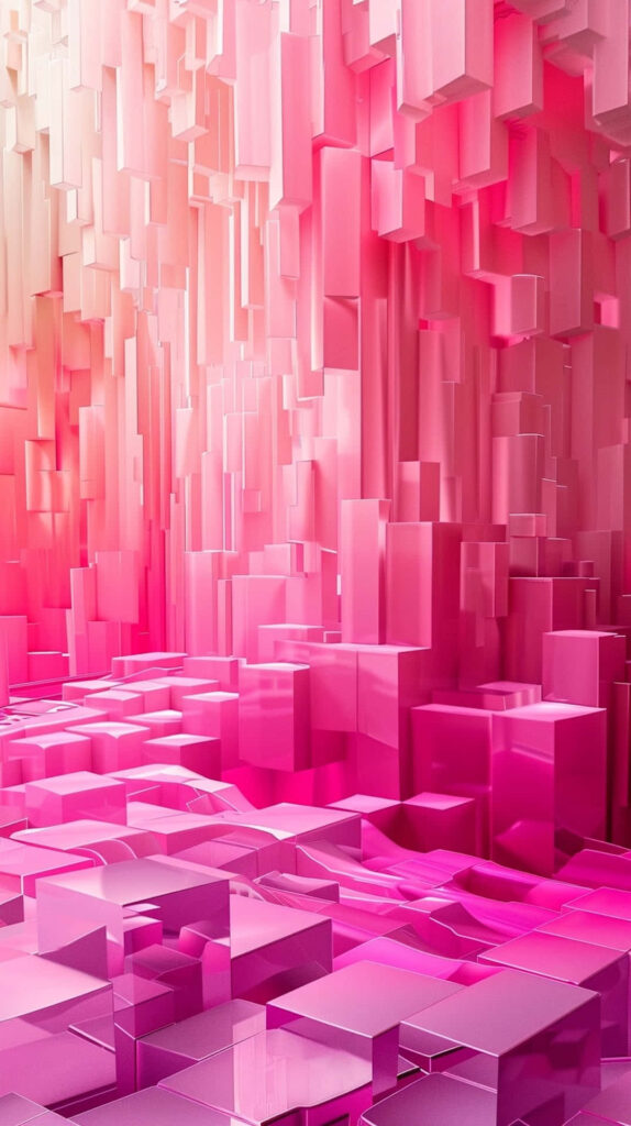 Abstract 3D Pink Geometric Wallpaper with Intricate Patterns