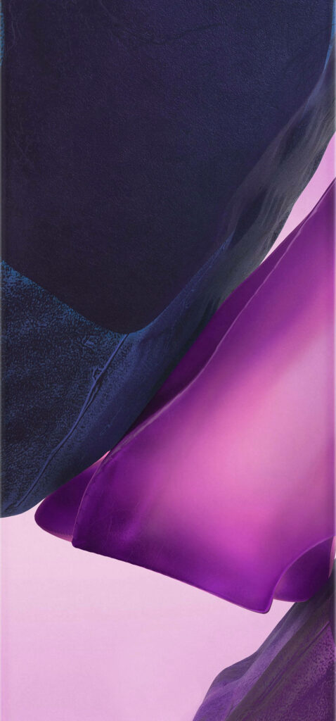 Samsung Galaxy Note 20 wallpaper with indigo violet 3D shapes on pastel pink background minimalist art