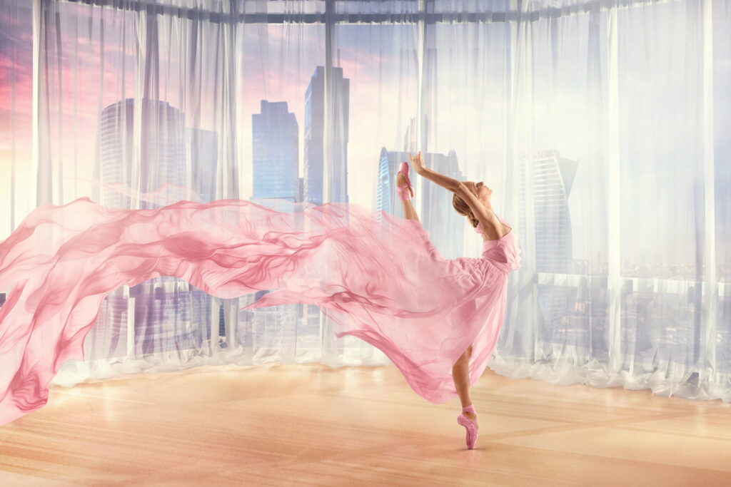 Graceful Pink Ballerina: Enchanting Dance Captured in HD Wallpaper