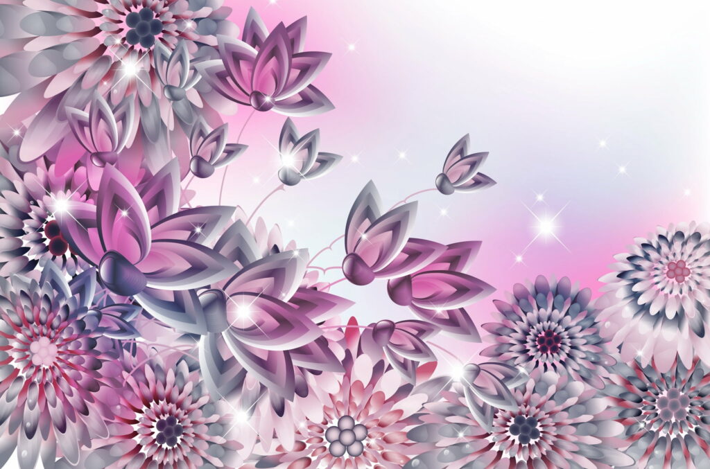Serene Bloom: Delicate Pink Floral Textures Transform into a Vector Card or QHD Wallpaper Background