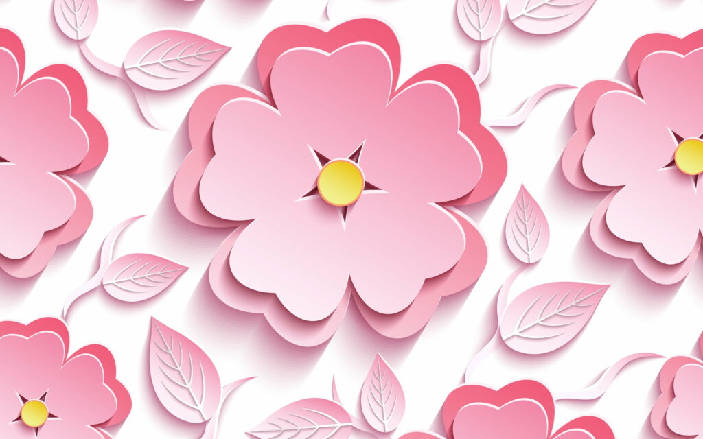 Blooming Delight: A Vibrant 3D Floral Extravaganza in Pink Wallpaper