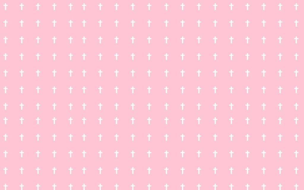 Minimalist wallpaper with white crosses on pastel pink background for calm feminine vibes