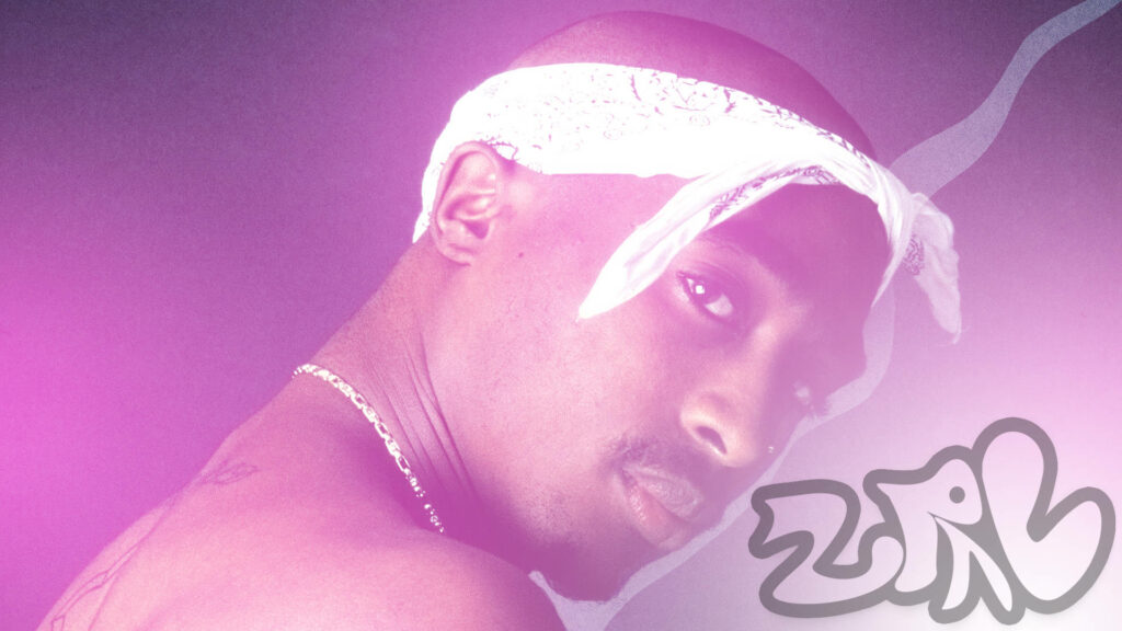 Pink Tribute: Immortalizing 2Pac in a Vibrant Wallpaper