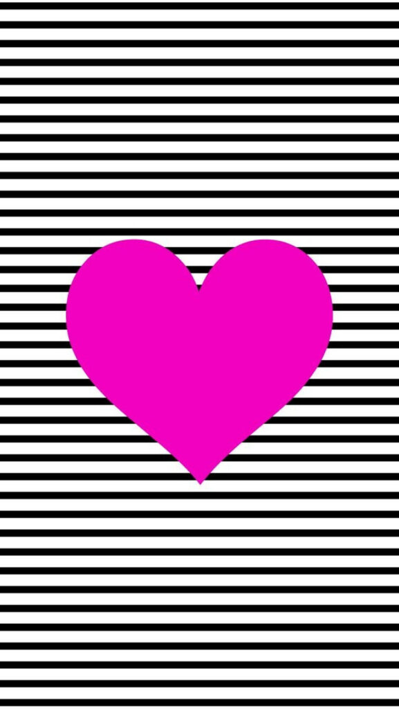 Pink Heart Pops Against Striking Monochrome Stripes Wallpaper