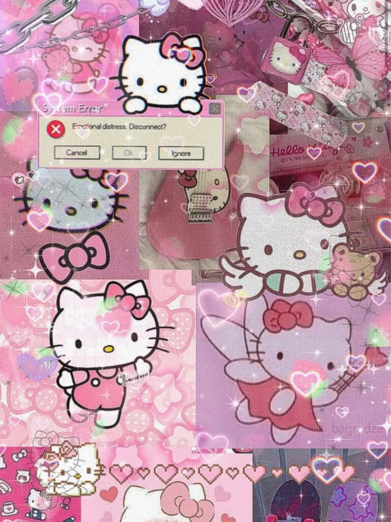Pink Hello Kitty Collage Wallpaper: Cute & Whimsical Background