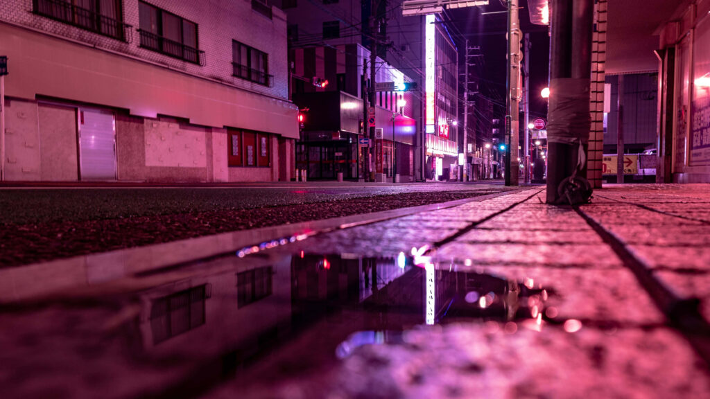 Pink City Nightscape Wallpaper