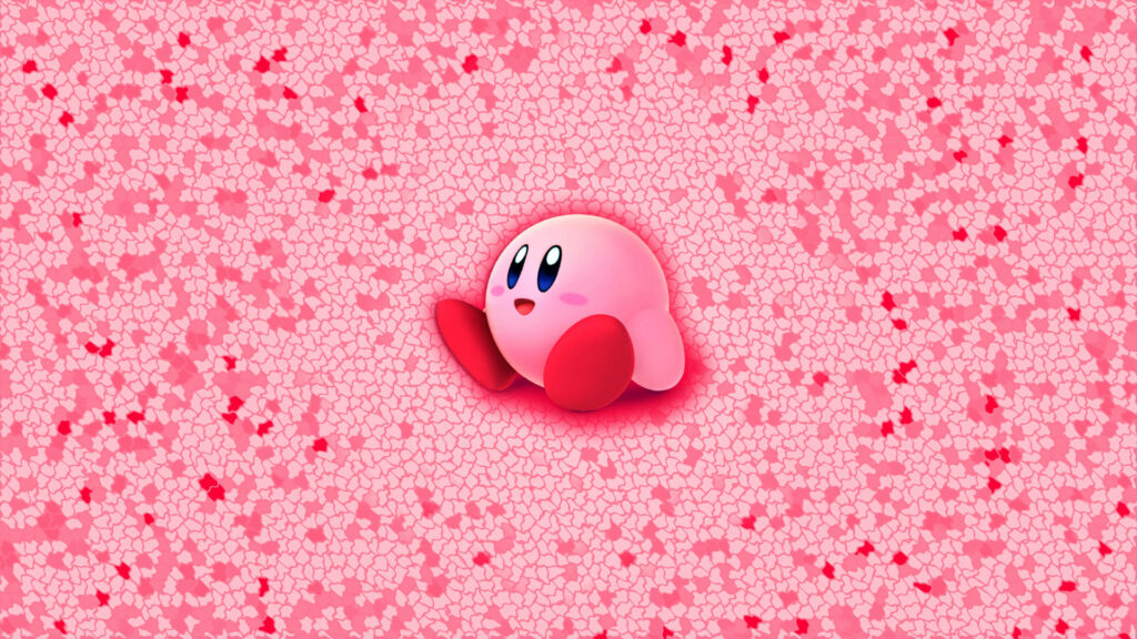 Cute Kirby in Dreamland: A whimsical pink wallpaper featuring the beloved video game character