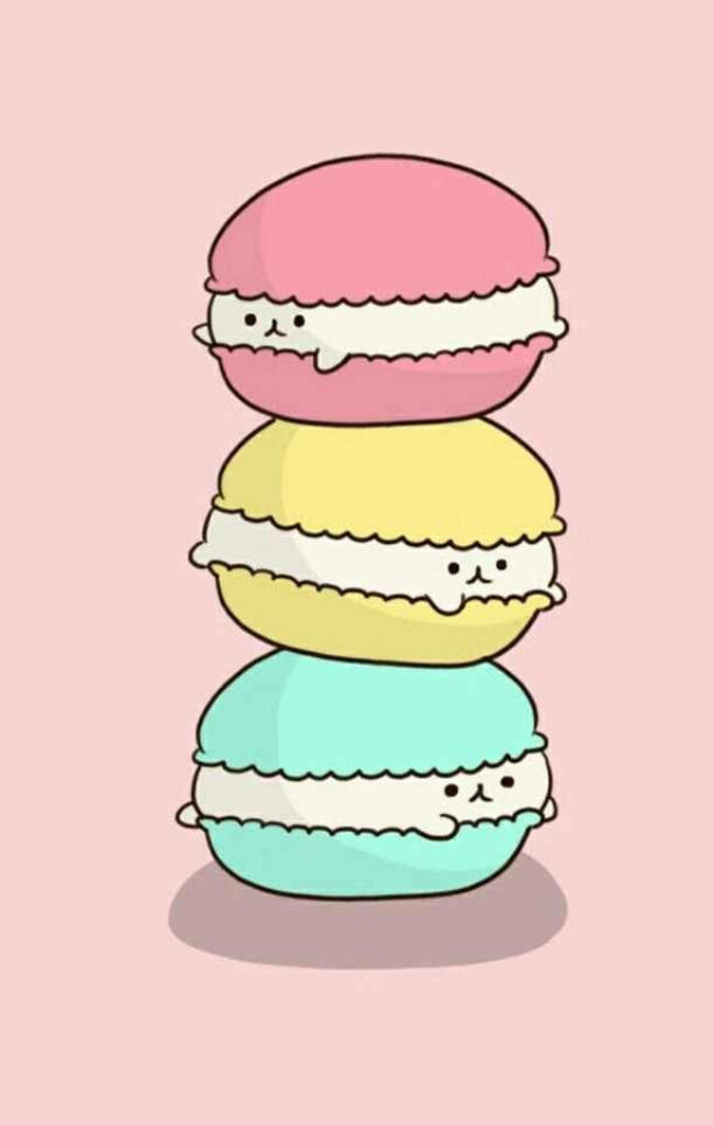 Molang-filled Macarons Create a Sweet and Whimsical Pink Kawaii Background Wallpaper