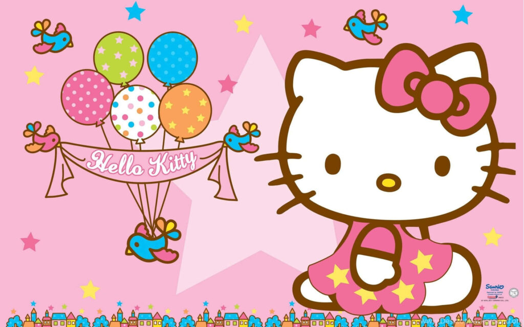 Purrfectly Pink Hello Kitty Birthday Background: A Delightful Celebration Wallpaper