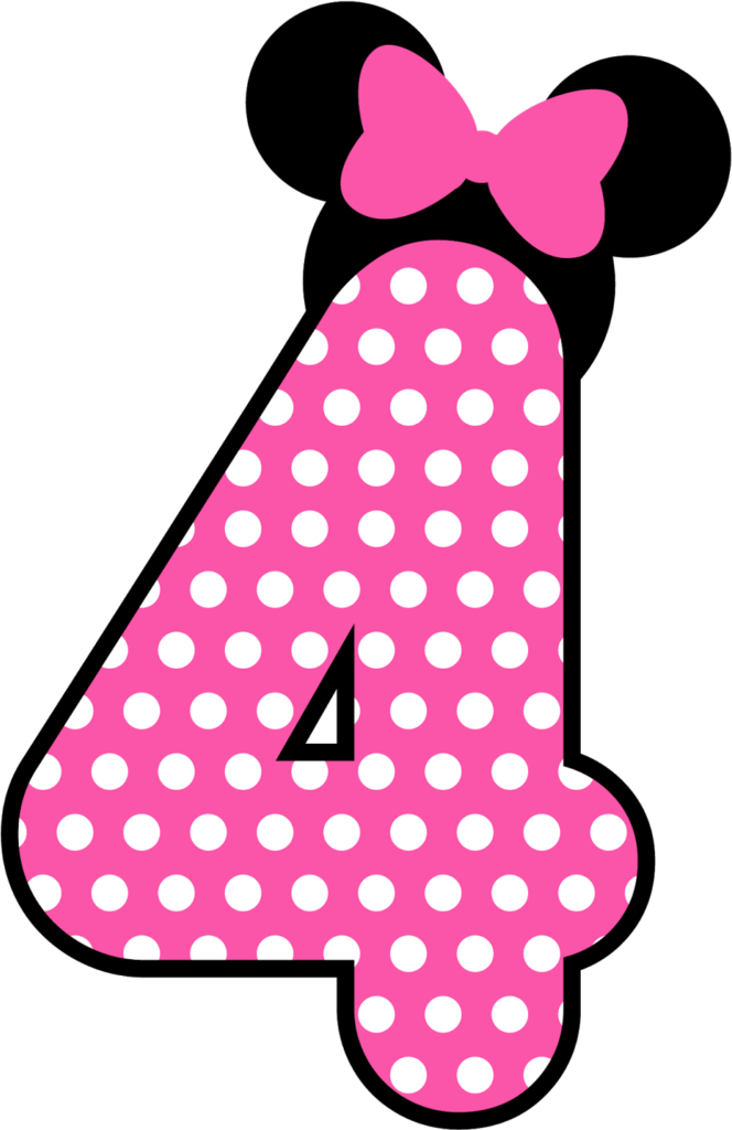 Pink Minnie Mouse-Inspired Wallpaper with Polka-Dotted Number Four