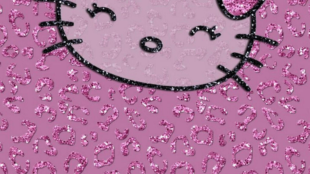 Pretty in Pink: Hello Kitty and Pink Leopard Prints Take Over Y2K Aesthetic Backdrop Wallpaper
