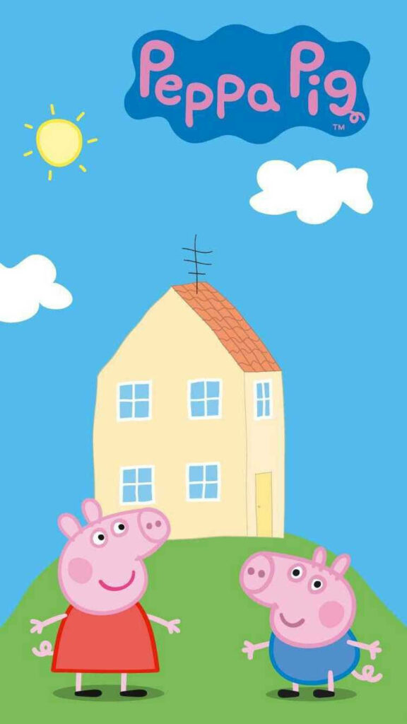 Cozy Family Fun: Exploring Peppa Pig's Pink Home Wallpaper