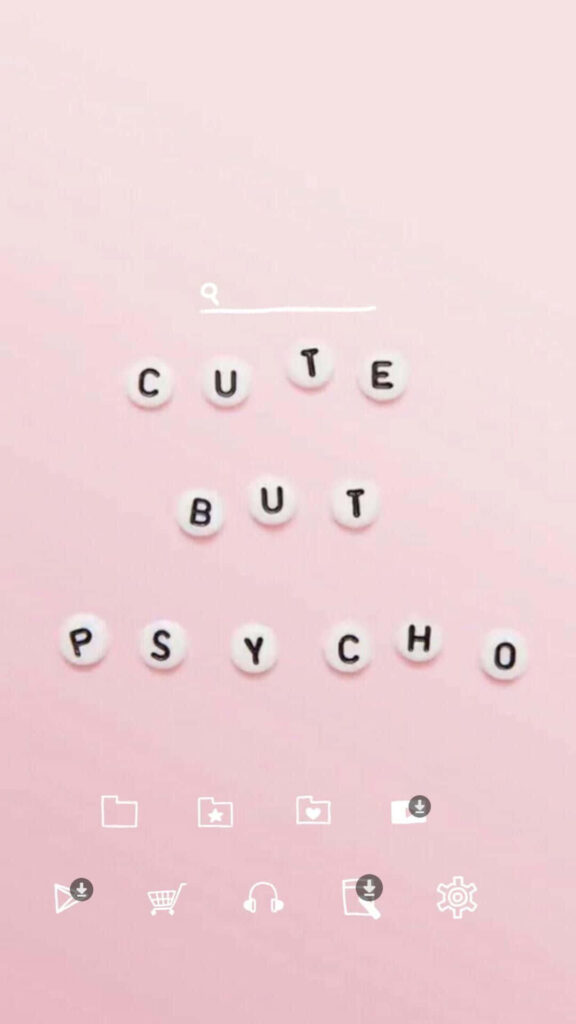 Cute But Psycho: A Playful Pink Aesthetic iPhone Background with Mobile Screen Icons Wallpaper