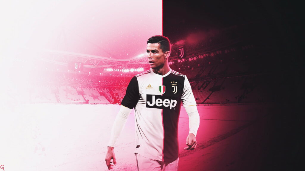 CR7's Dynamic Pink Background: A Stunning 4K Wallpaper featuring Cristiano Ronaldo's Juventus Football Journey