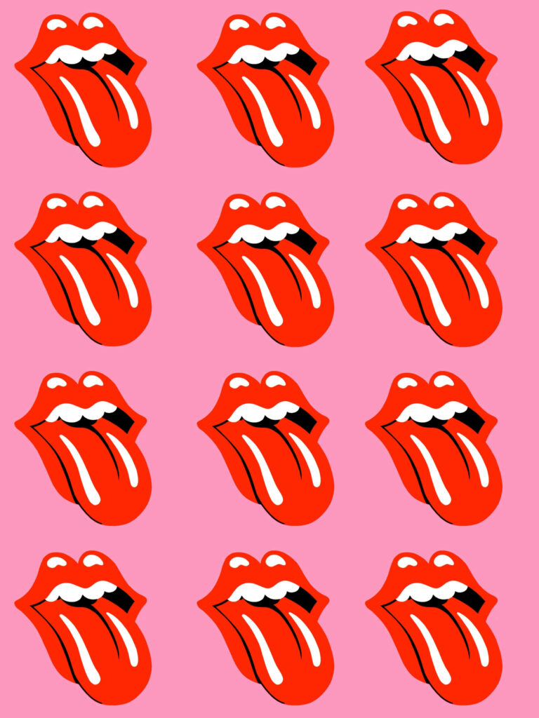 Playfully Preppy: An Upside-Down Twist on the Rolling Stones Tongue Logo, Set Against a Vibrant Pink Background Wallpaper