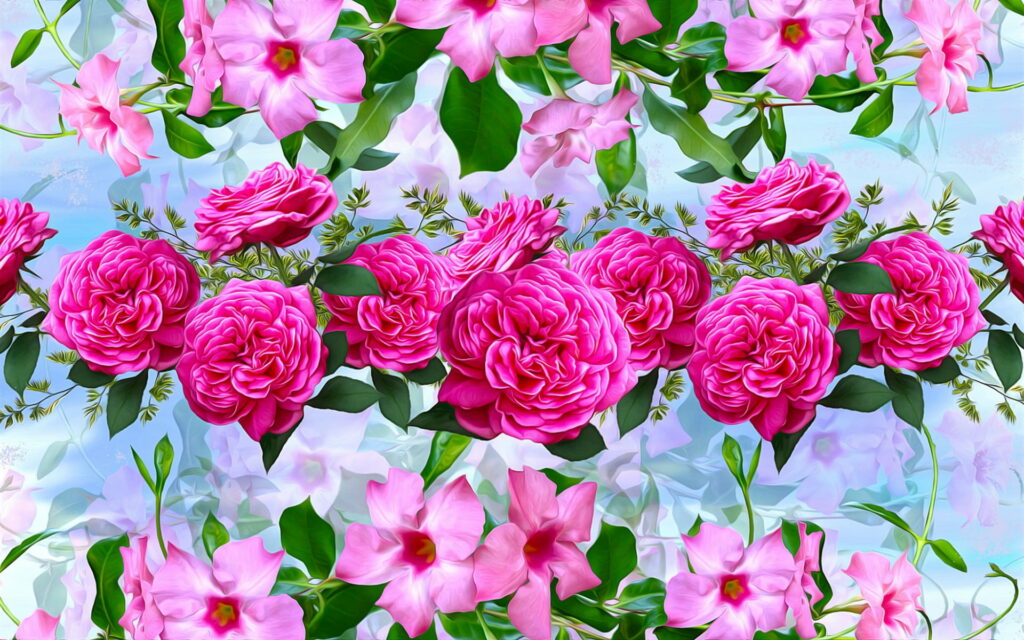 Enchanting Blooms: A Delicate Tapestry of Pink Roses in Stunning HD Wallpaper