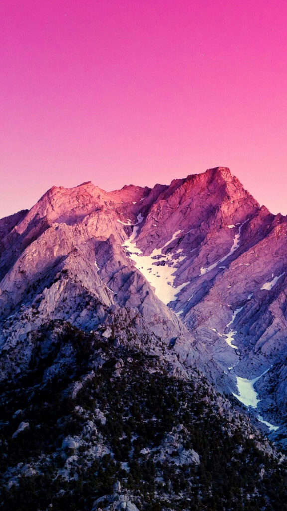 Serene Winter Wonderland: Full HD Pink Sky Wallpaper for Android Devices