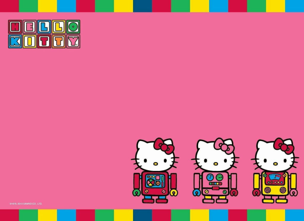 Hello Kitty Wonderland: Adorable Pink Space with Trio of Cute Figures Wallpaper