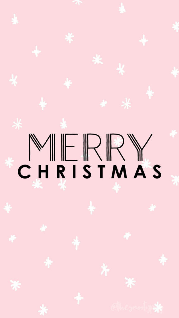 Enchanting Pink Snowfall - Festive Christmas Phone Background with Starry Art and Holiday Greetings Wallpaper