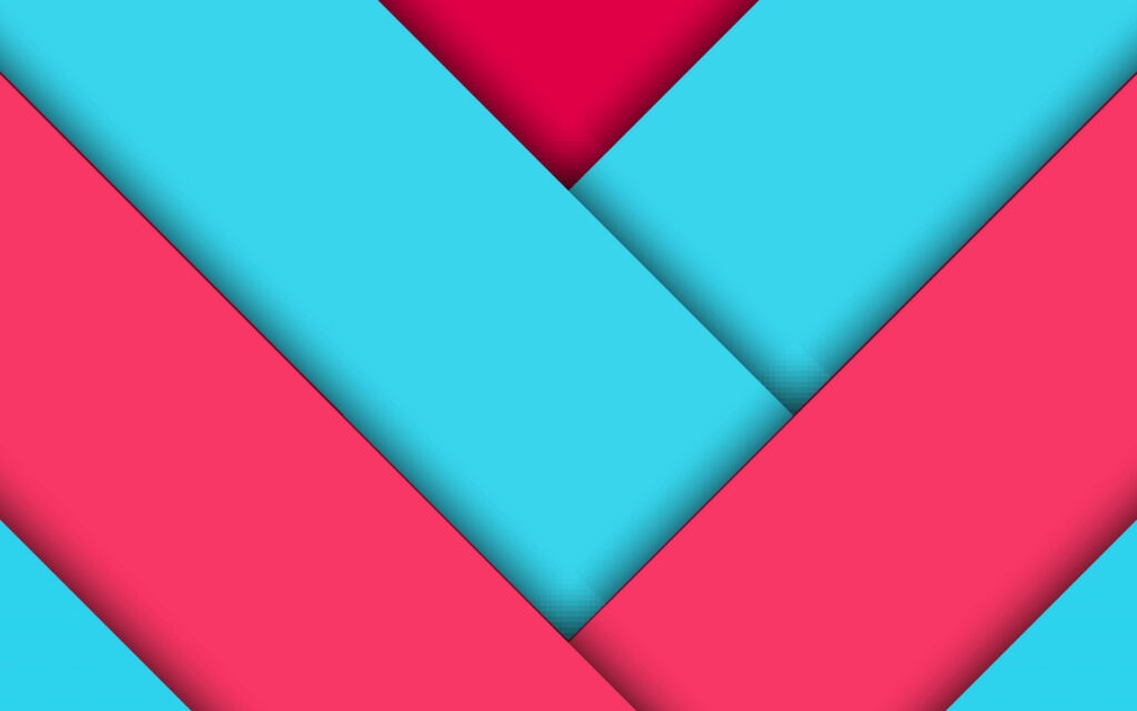 Vibrant Colorful Abstract Composition: A Playful Display of Pink and Blue Rectangles on Lively Material Wallpaper