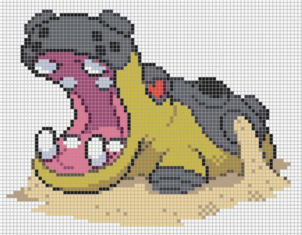 Pixel art Hippowdon Ground-type Pokémon emerging from sand retro style wallpaper background