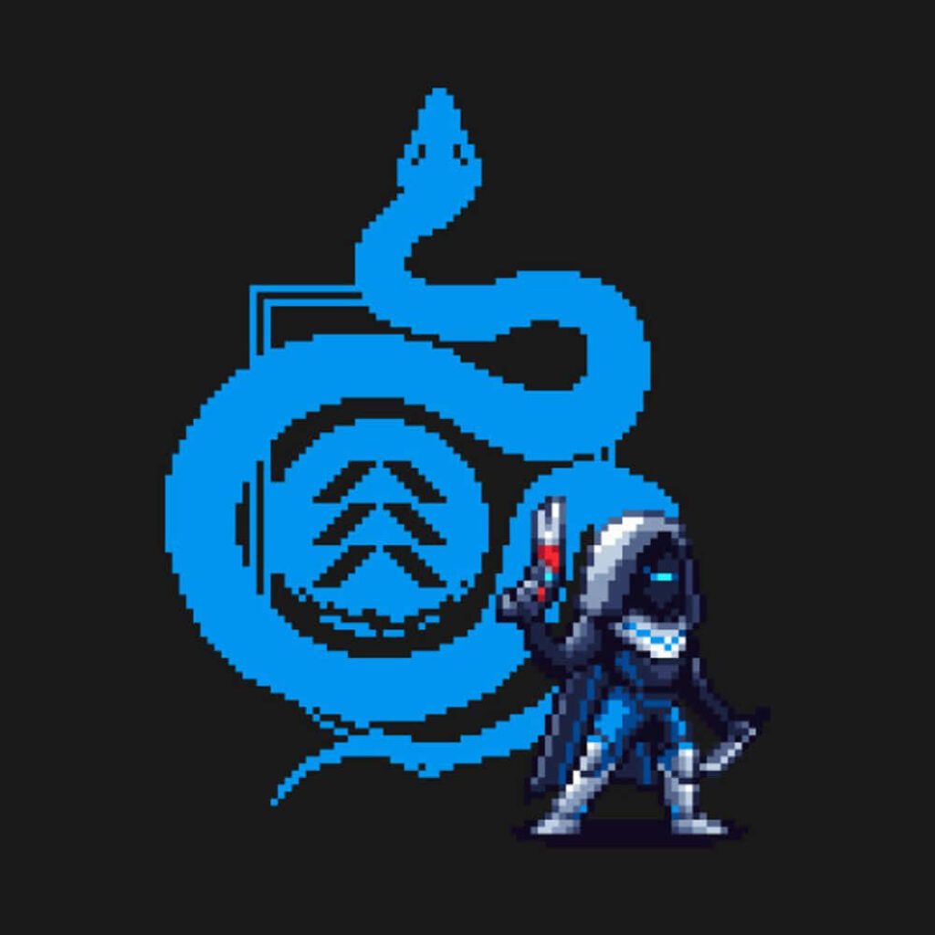 Stylized Pixel Art Wallpaper: Bold Blue Snake Design for Gamers