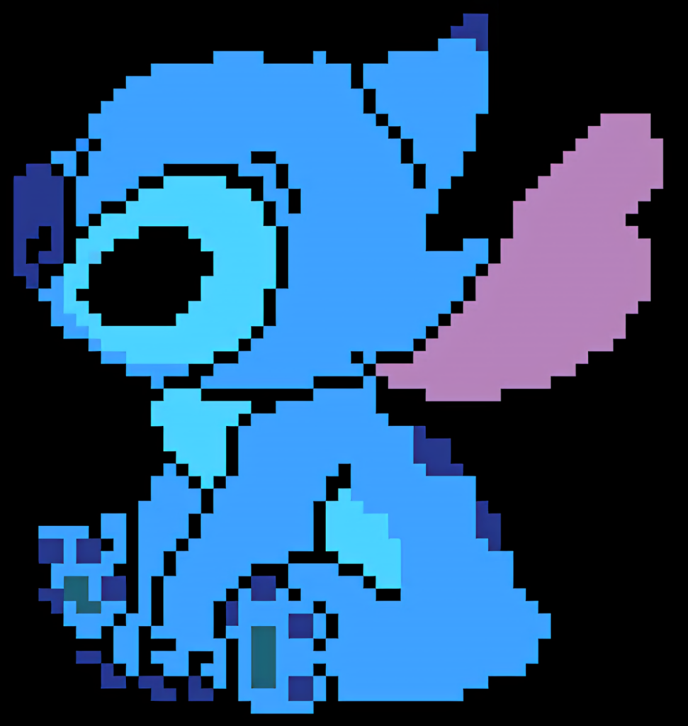 Pixelated Blue Cartoon Character Wallpaper - Retro Style Background