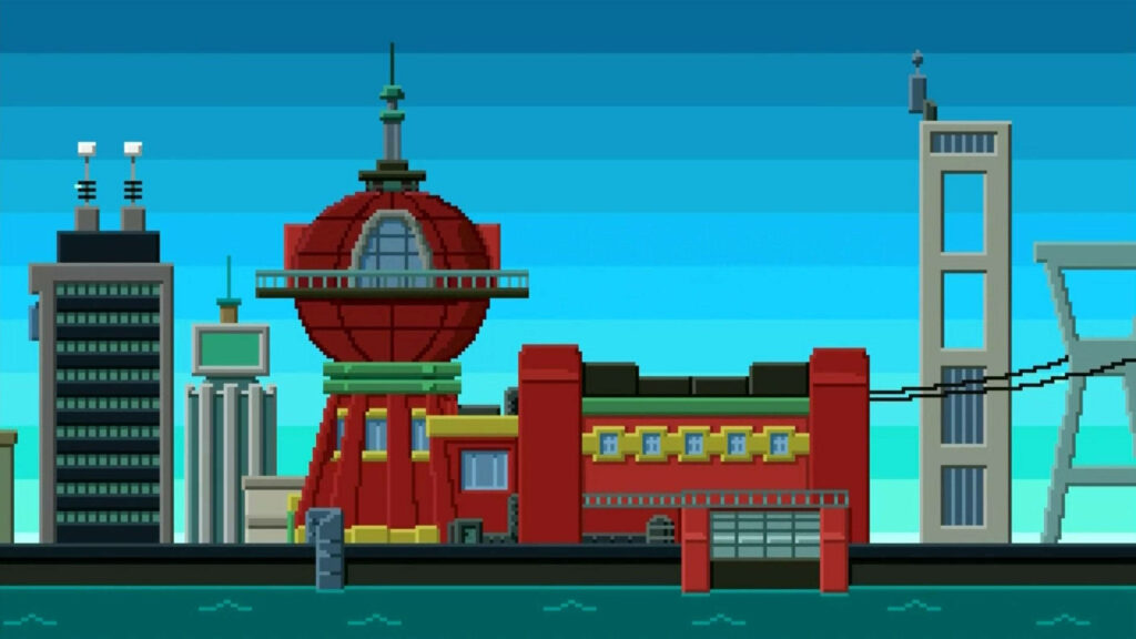 Vibrant Pixelated Futurama Art Wallpaper - Retro-style Background