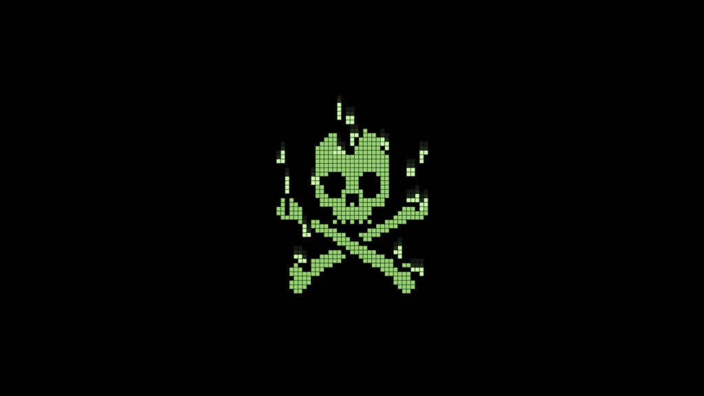 Digital Dread: A Pixelated Poison Skull Wallpaper for the Tech-Savvy Hacker in 1080p Full HD 1920x1080 Resolution
