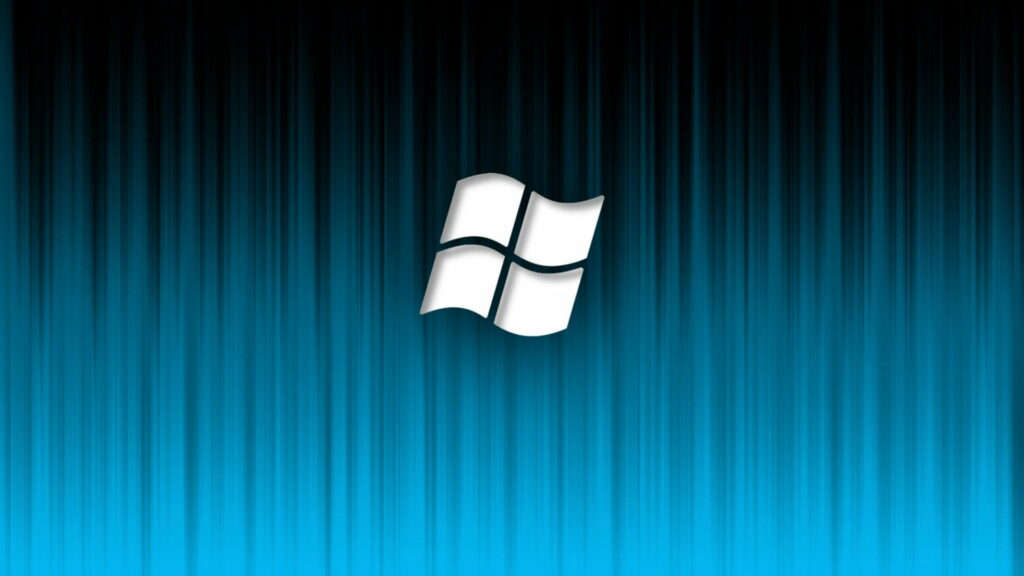 Windows 7 Essence wallpaper with white logo on sleek vertical blue gradient background