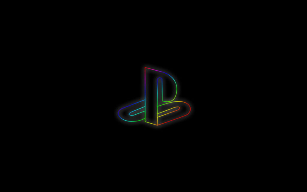 Glowing Minimalism: PlayStation Logo Shines Against Black Canvas Wallpaper