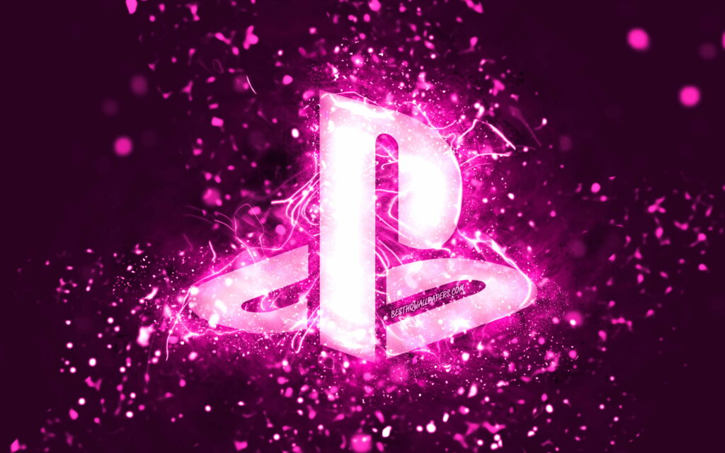 Vibrant Fusion: PlayStation's Neon Identity within an Abstract Purple Universe Wallpaper