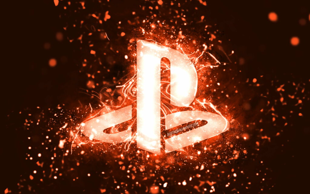 Vibrant Glow: PlayStation's Neon Infused Logo Illuminates Creative Abstract Background Wallpaper