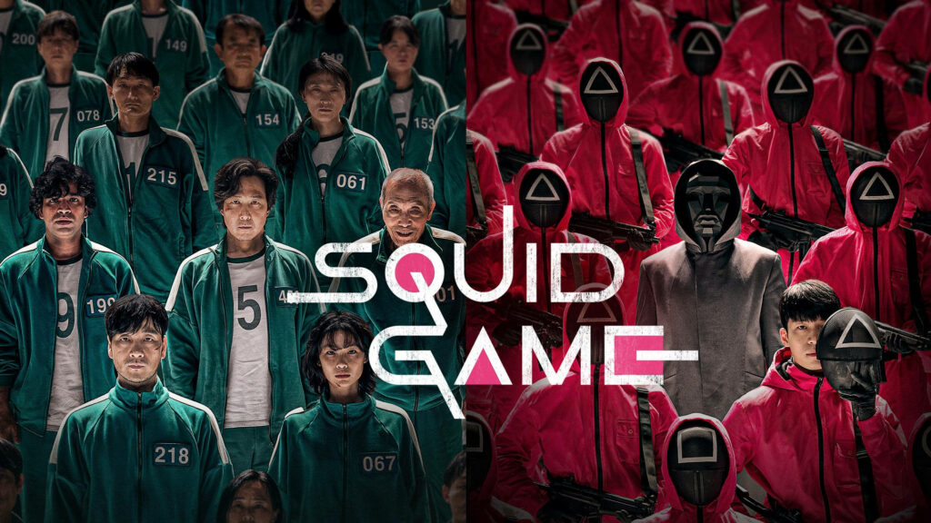Front and Center: Witness Player 067 Take on the Green Group in Squid Game's Main Title Card Wallpaper