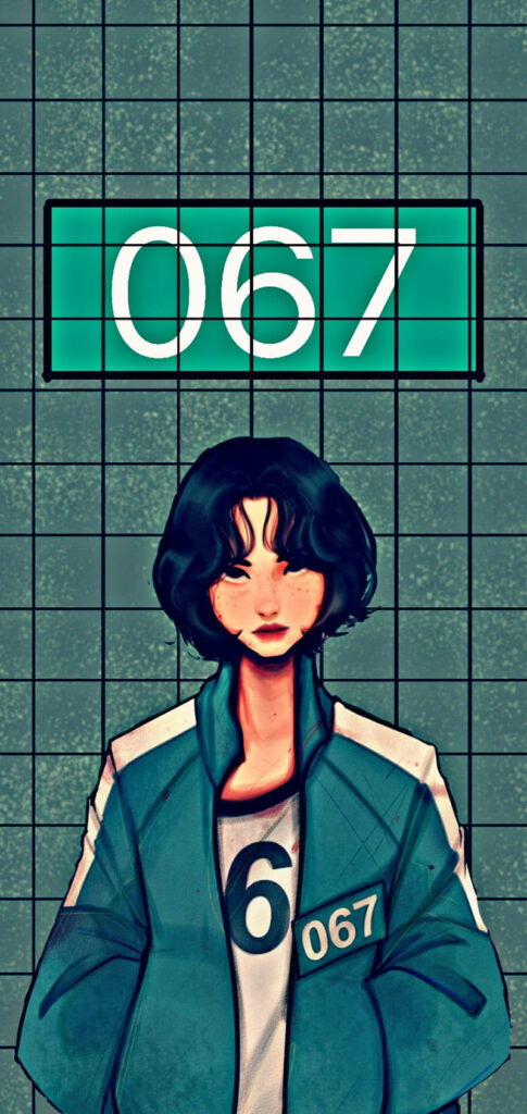 Player 067: Digital Contender on an Eerie Gridline Background Wallpaper