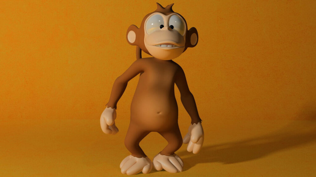 Cheerful 3D Brown Monkey Wallpaper for Android - Vibrant Orange Background