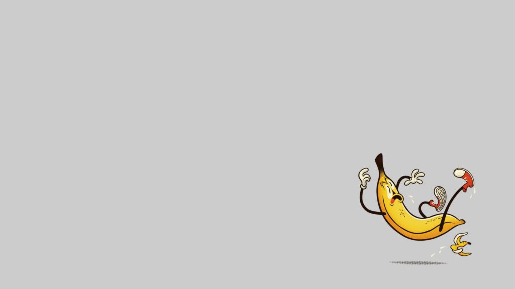 Fun 4K Banana Cartoon Wallpaper - Slipping on a Peel Background