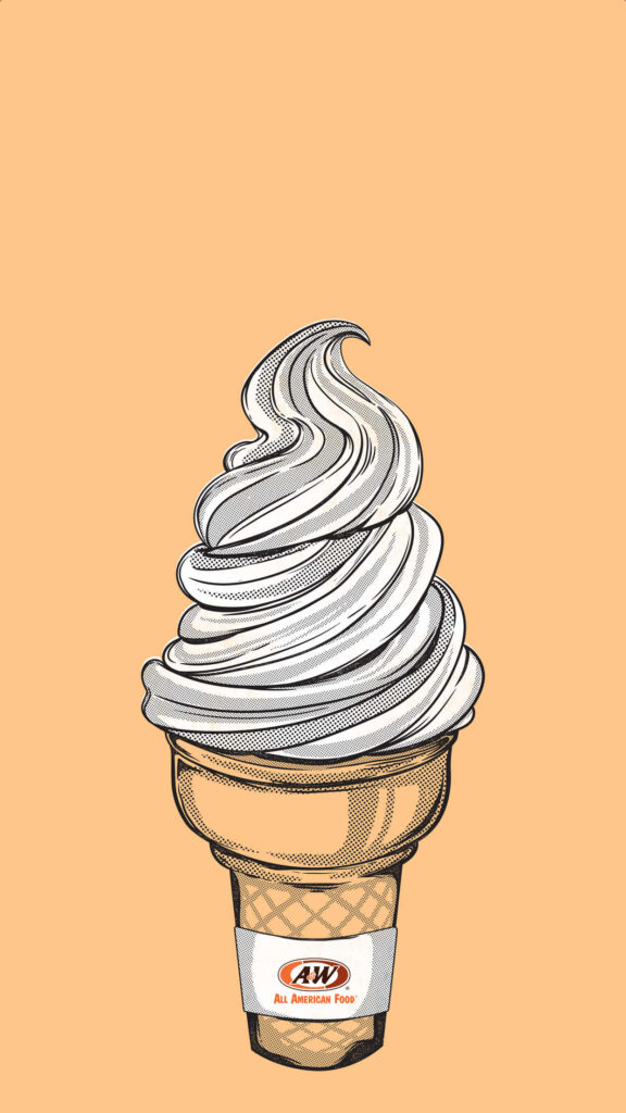 Playful A&W Soft-Serve Ice Cream Phone Wallpaper in Light Orange