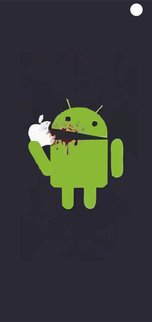 Playful Android Mascot vs. Apple: Creative Wallpaper Background