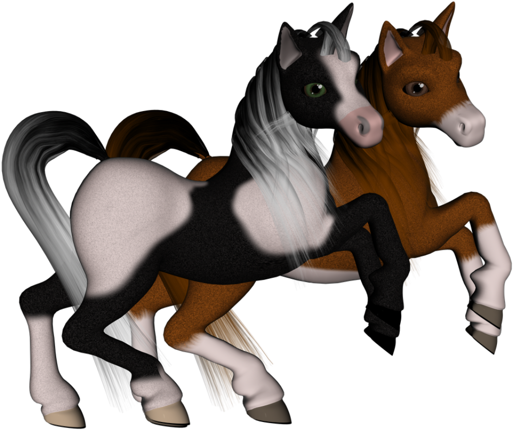Whimsical Foals Wallpaper - Playful Black & Brown Animated Background