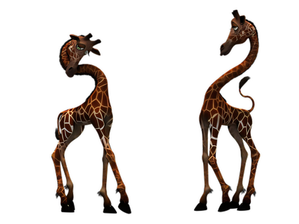 Playful Animated Giraffes Wallpaper on Transparent Background