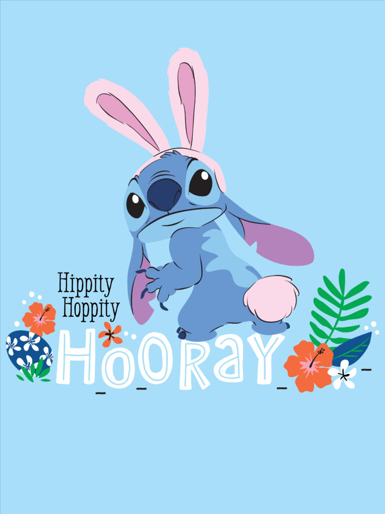 Playful Blue Alien Bunny Wallpaper for a Festive Easter Theme