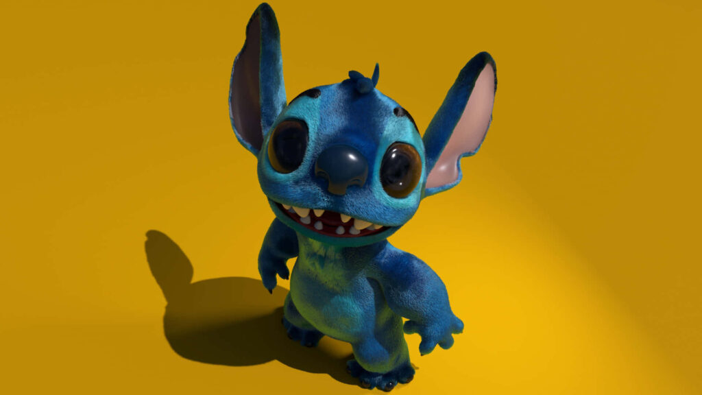 Vibrant Yellow Background with Cute Blue Alien Creature Wallpaper