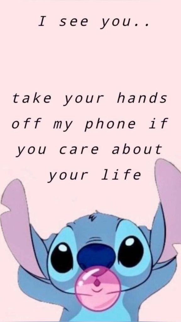Playful Blue Cartoon Bubble Blower - Humorous Phone Warning Wallpaper