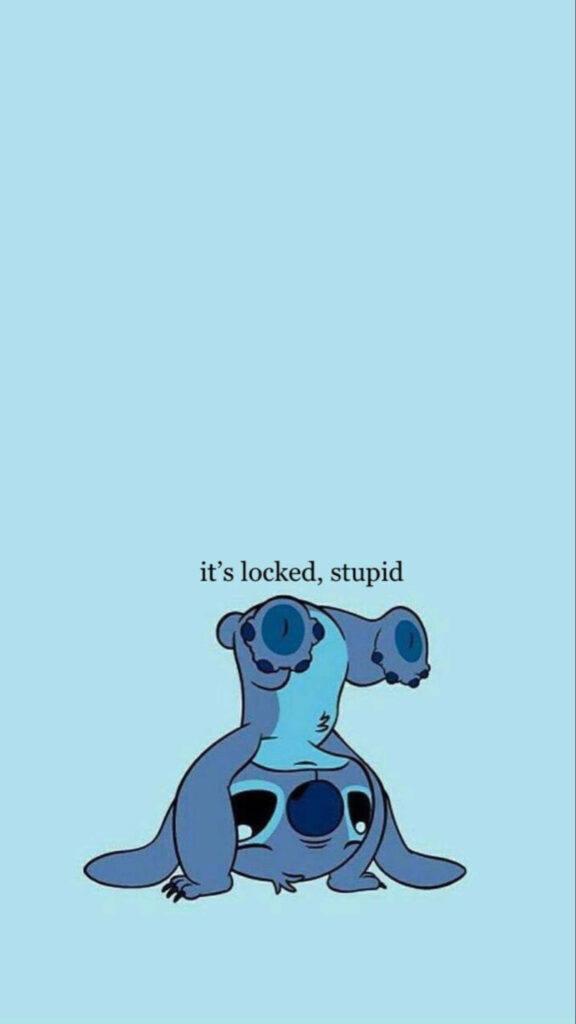 Playful Blue Cartoon Wallpaper: 'It's Locked, Stupid' Background